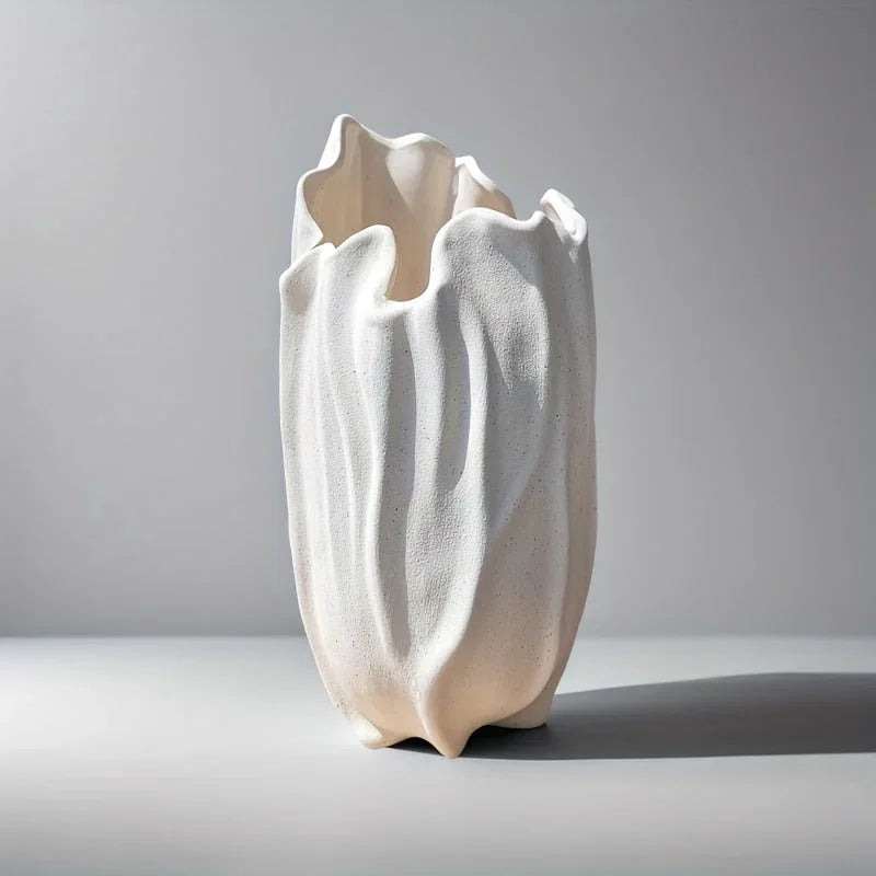 Ceramic Vase with Textured Surface, Elegant Floral Design for Home Decor, in-use display - House Of Avana [[SKU:HOA-VAS-012]]