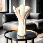 Ceramic Vase with Textured Ridges for Hydroponic Flowers, lifestyle image - House Of Avana [[SKU:HOA-VAS-015]]