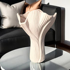 Ceramic Vase with Textured Ridges for Hydroponic Flowers, angled view - House Of Avana [[SKU:HOA-VAS-015]]