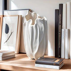 Ceramic Vase with Textured Surface, Elegant Floral Design for Home Decor, angled view - House Of Avana [[SKU:HOA-VAS-012]]