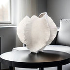 Beige Ceramic Vase with Textured Art Design and Smooth Interior, close-up view - House Of Avana [[SKU:HOA-VAS-018]]