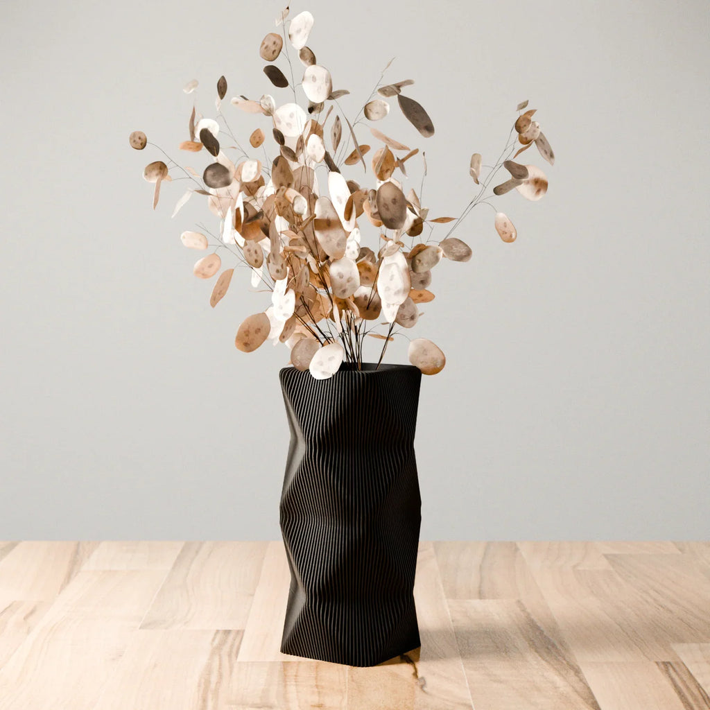 Clear glass mountain vase, unique shape, decorative accent - House of Avana