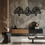 Vav Calligraphy Metal Wall Art - Set of Three Elegant Islamic Designs - KAF243 Peony Atelier