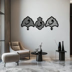 Vav Calligraphy Metal Wall Art - Set of Three Elegant Islamic Designs - KAF243 Peony Atelier