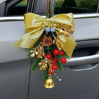 Christmas Bell Ornament, Velvet Bow with Pinecone Accent, Hanging Decoration for Trees and Scenes, Three Colors House Of Avana [[SKU:HOA-SCU-243]]