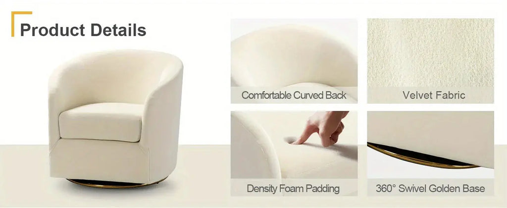 Velvet Swivel Accent Chair with Golden Metal Base, product packaging - House Of Avana