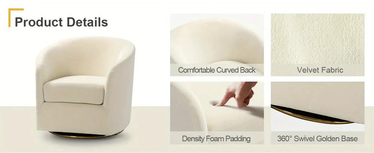 Velvet Swivel Accent Chair with Golden Metal Base, product packaging - House Of Avana