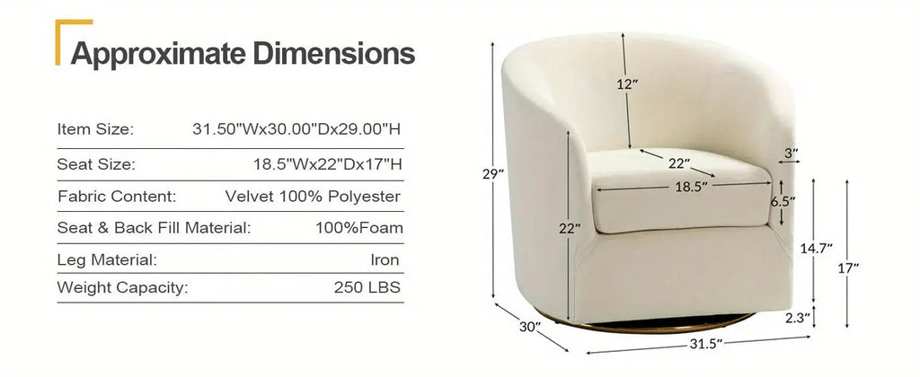 Velvet Swivel Accent Chair with Golden Metal Base, in-use display - House Of Avana