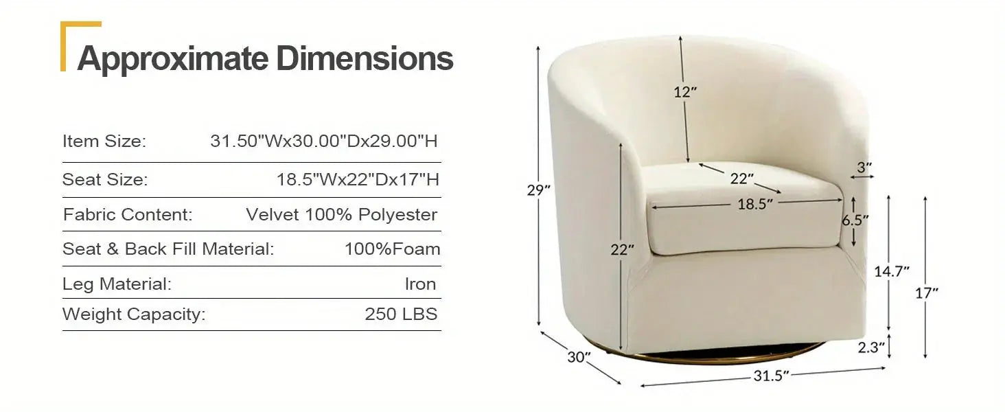 Velvet Swivel Accent Chair with Golden Metal Base, in-use display - House Of Avana