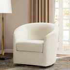 Velvet Swivel Accent Chair with Golden Metal Base, back view - House Of Avana