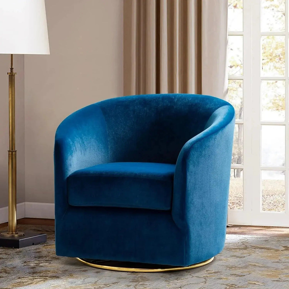 Velvet Swivel Accent Chair with Golden Metal Base, alternate view - House Of Avana [[SKU:HOA-ACC-404]]