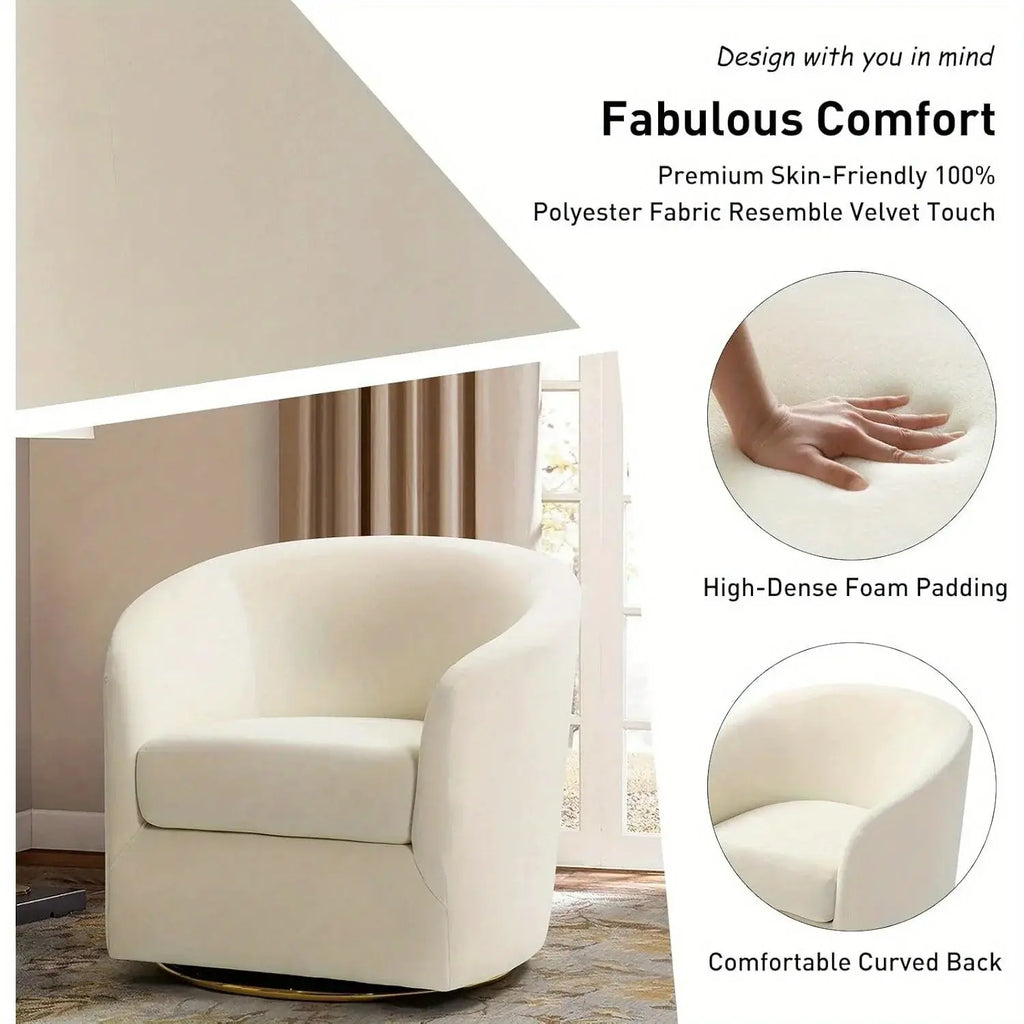 Velvet Swivel Accent Chair with Golden Metal Base, lifestyle image - House Of Avana