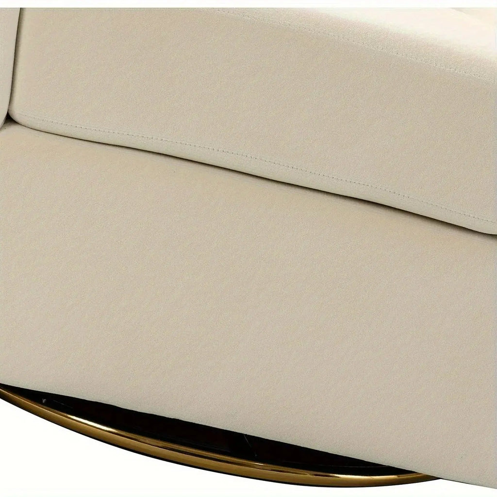Velvet Swivel Accent Chair with Golden Metal Base, angled view - House Of Avana