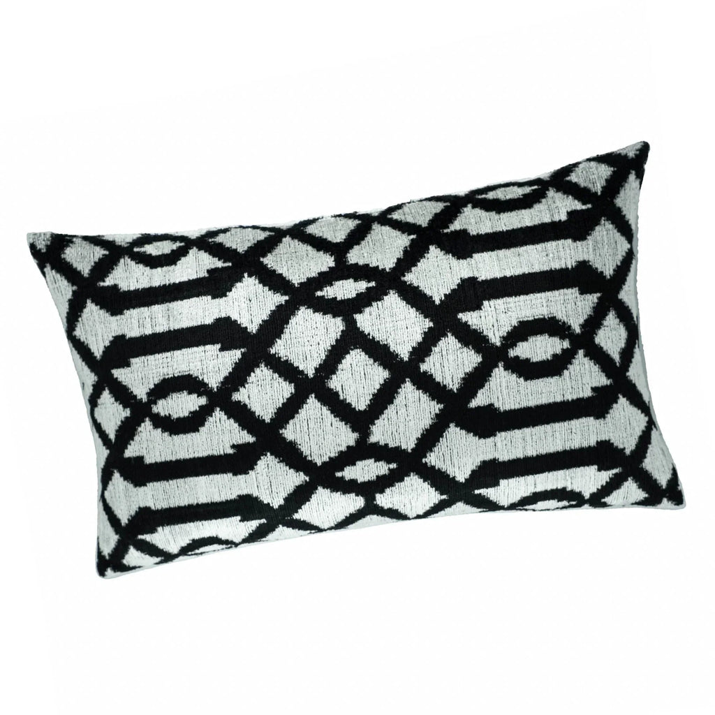 Venezia Silk Velvet Ikat Throw Pillow Cover X 24, back view - House Of Avana