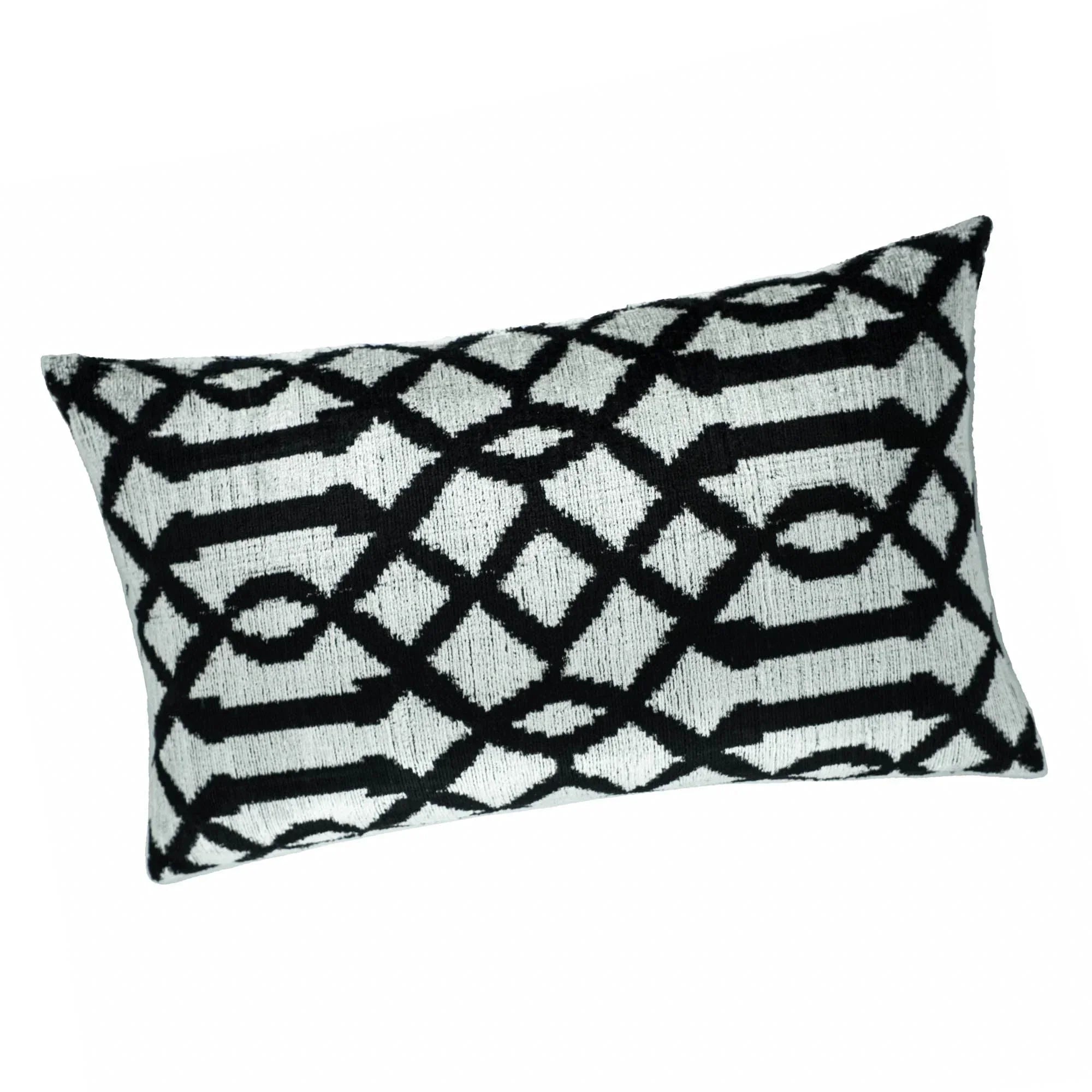 Venezia Silk Velvet Ikat Throw Pillow Cover X 24, back view - House Of Avana