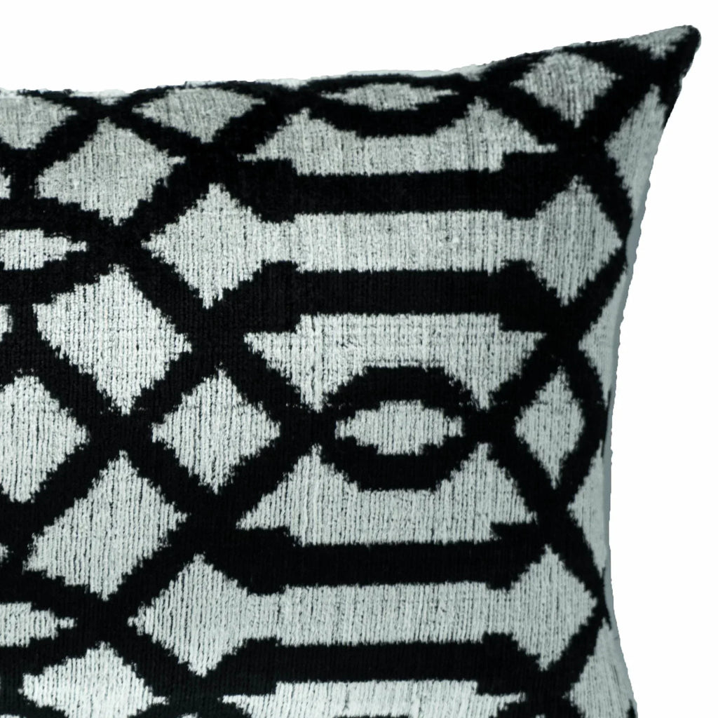 Venezia Silk Velvet Ikat Throw Pillow Cover X 24, side view - House Of Avana
