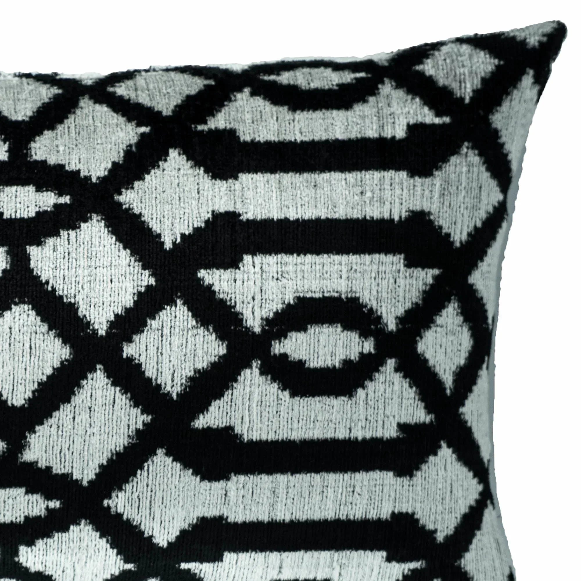 Venezia Silk Velvet Ikat Throw Pillow Cover X 24, side view - House Of Avana