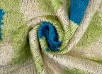 Vibrant 16x16 Handmade Ikat Silk Velvet Pillow with Premium Down Feather Insert by Canvello – Lively Green and Blue Hues Canvello