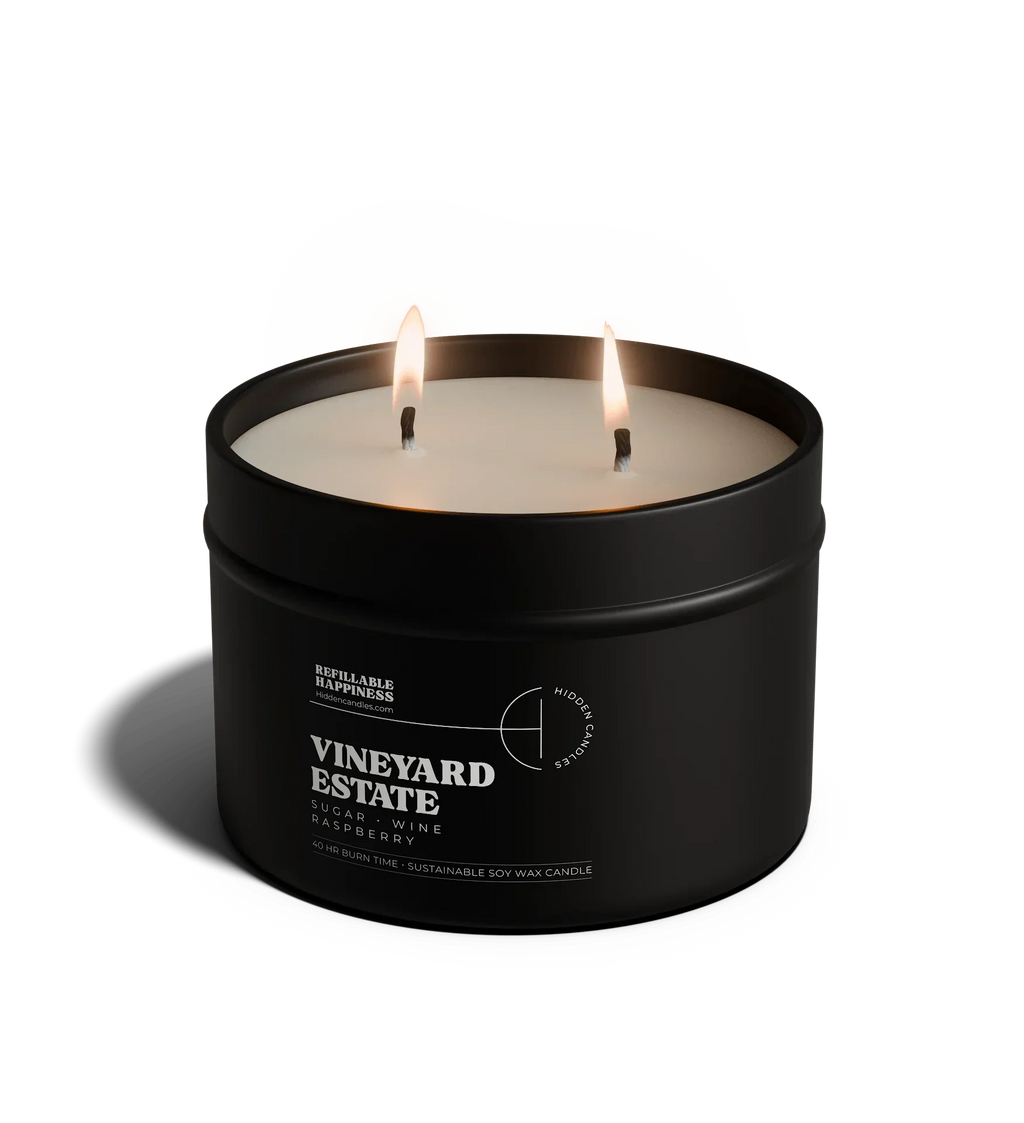 Vineyard Estate Candle 10.6 Oz – Red Wine, Raspberry & Vanilla Sugar, front view - House Of Avana