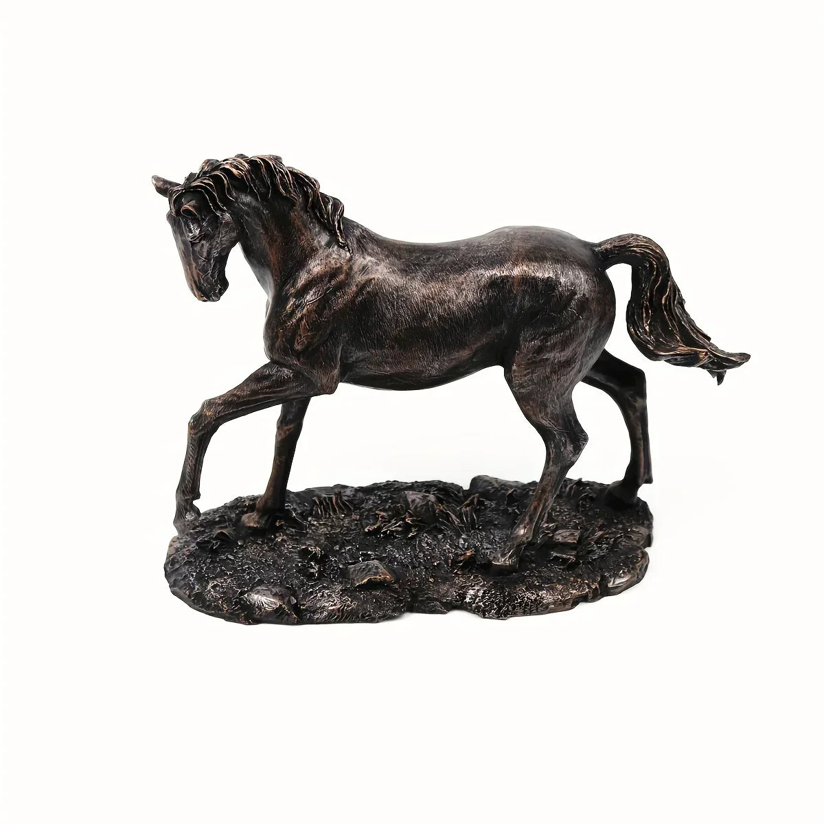 [Vintage Horse Sculpture] Elegant 8.26" Black Resin Horse Sculpture | Vintage Style Golden Accents, Multi-Use Home & Office Decor for Bookshelves, Living Room, TV Stands, Animal Collectibles, Gift Ideas, Office Desk Decoratio House Of Avana