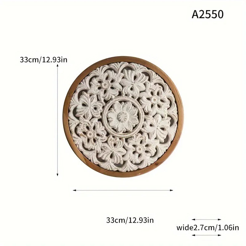 [Vintage-Inspired] White Wooden Wall Hanging | Vintage-Inspired | Floral Design | Removable & Reusable | Living Room and Entrance Decoration House Of Avana