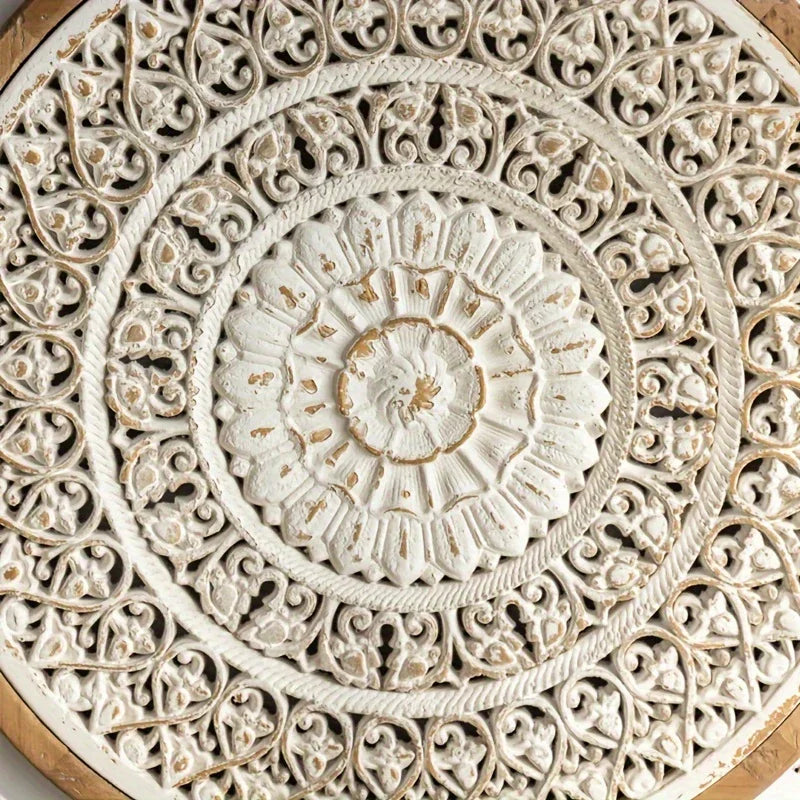 [Vintage-Inspired] White Wooden Wall Hanging | Vintage-Inspired | Floral Design | Removable & Reusable | Living Room and Entrance Decoration House Of Avana