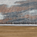 Vintage Rug Low-pile Abstract Pattern in Brown Cream, back view - House Of Avana