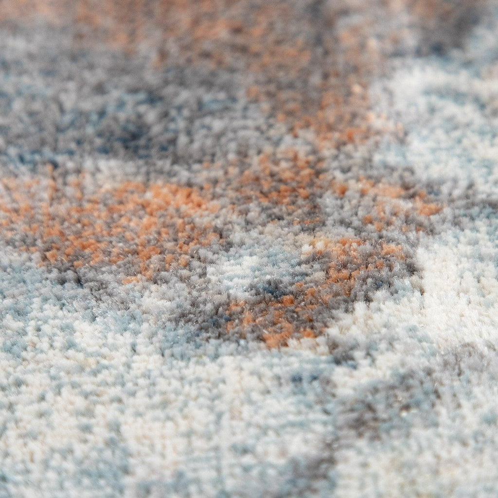 Vintage Rug Low-pile Abstract Pattern in Brown Cream, side view - House Of Avana