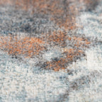 Vintage Rug Low-pile Abstract Pattern in Brown Cream, side view - House Of Avana