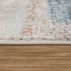 Vintage Rug Low-Pile Abstract Pattern In Orange Blue RugYourHome