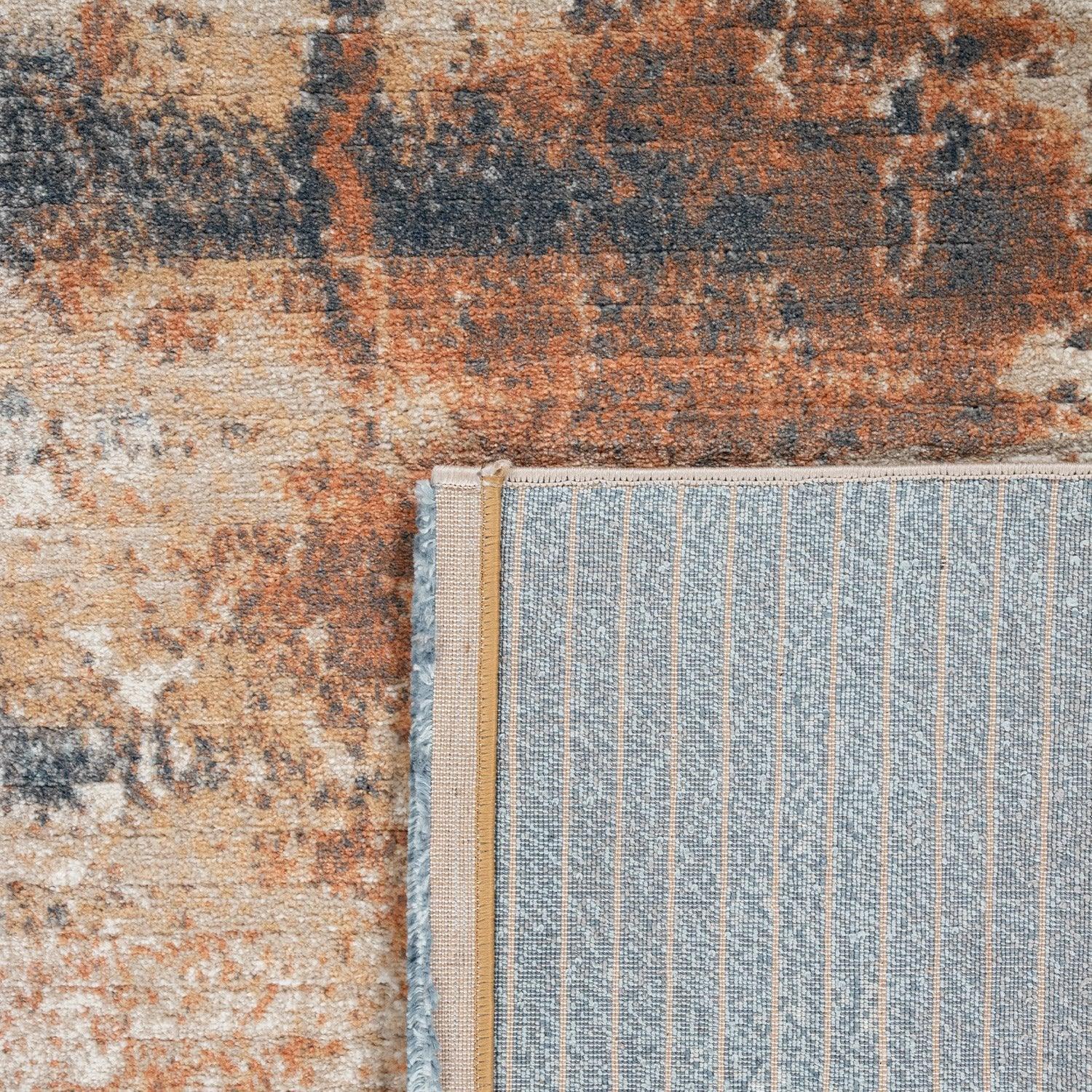 Vintage Rug Low-Pile Abstract Pattern In Orange Blue RugYourHome