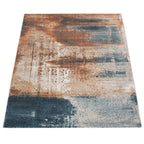 Vintage Rug Low-Pile Abstract Pattern In Orange Blue RugYourHome
