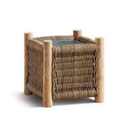 Vintage Rattan Planter with Teak Legs Vintage Shopper