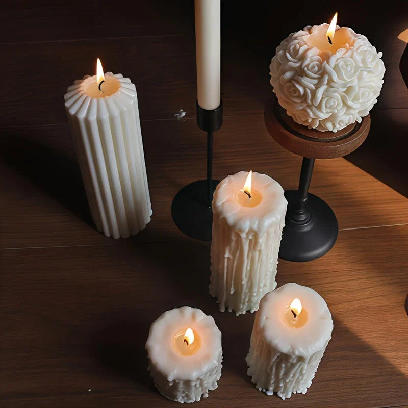 1pc White Soy Wax Rose Flower Candle - Long-Lasting 20H Scented Wax, Vintage Home Decor for Christmas & Mother'S Day Gifts, Elegant Holiday Party Accessory (5x6cm), Candle Decor, Best for Christmas House Of Avana
