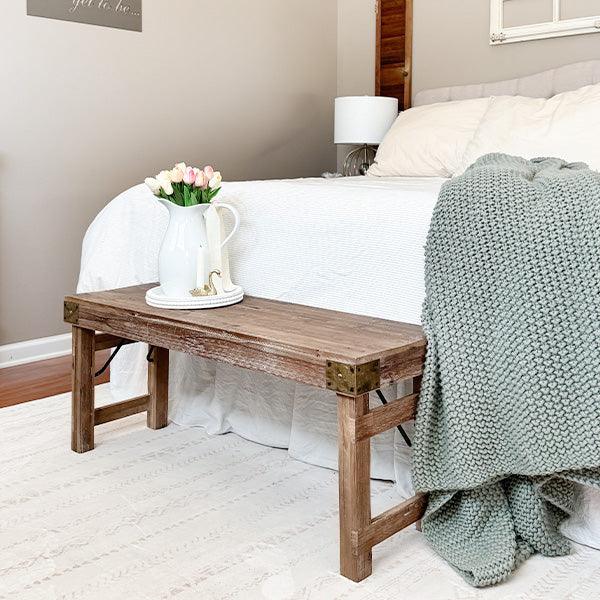 Vintage-Inspired Reclaimed Wood Folding Bench Decor Steals