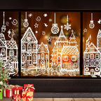 4 Sheets Christmas Window Stickers - Snowhouse & Snowflake Designs, Reusable Plastic Holiday Decorations for Glass Surfaces, Semi-Matte Finish, Perfect for Festive Party Decor, Christmas Decorations, Christmas Window Cling, C House Of Avana [[SKU:HOA-XMS-028]]