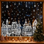4 Sheets Christmas Window Stickers - Snowhouse & Snowflake Designs, Reusable Plastic Holiday Decorations for Glass Surfaces, Semi-Matte Finish, Perfect for Festive Party Decor, Christmas Decorations, Christmas Window Cling, C House Of Avana [[SKU:HOA-XMS-028]]
