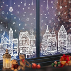 4 Sheets Christmas Window Stickers - Snowhouse & Snowflake Designs, Reusable Plastic Holiday Decorations for Glass Surfaces, Semi-Matte Finish, Perfect for Festive Party Decor, Christmas Decorations, Christmas Window Cling, C House Of Avana [[SKU:HOA-XMS-028]]
