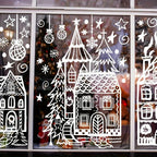 4 Sheets Christmas Window Stickers - Snowhouse & Snowflake Designs, Reusable Plastic Holiday Decorations for Glass Surfaces, Semi-Matte Finish, Perfect for Festive Party Decor, Christmas Decorations, Christmas Window Cling, C House Of Avana [[SKU:HOA-XMS-028]]
