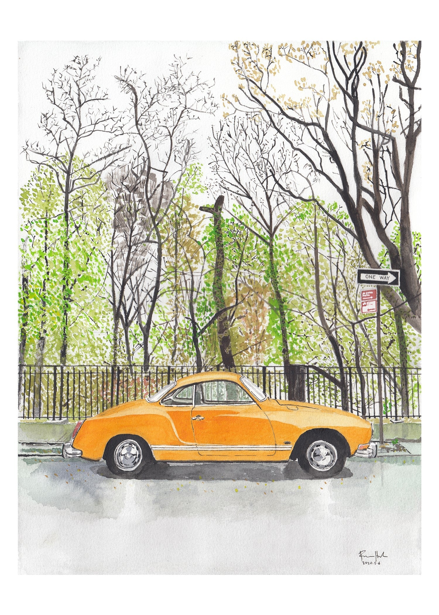 Volkswagen Karmann Ghia, Classic Car, Painting