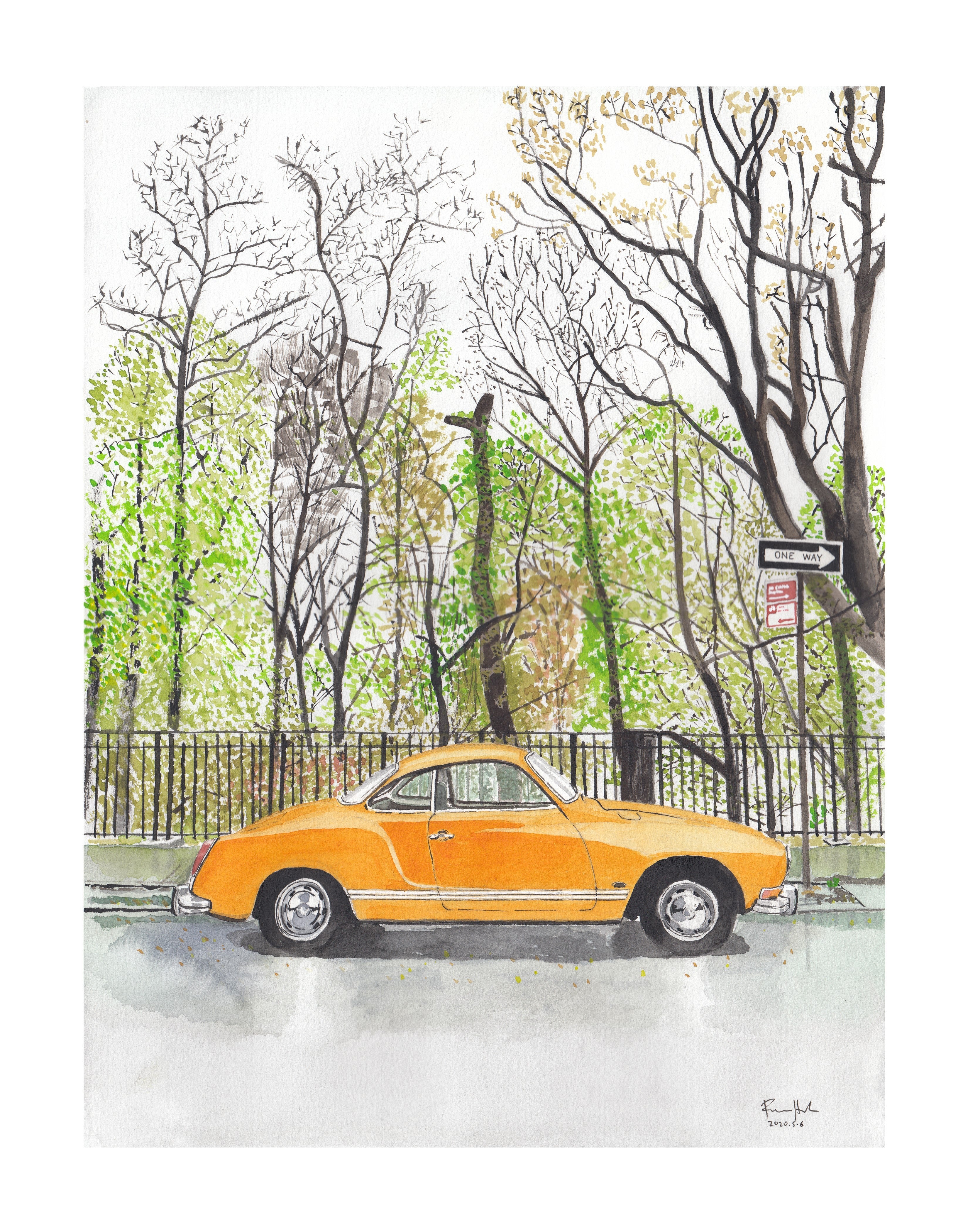 Volkswagen Karmann Ghia, Classic Car, Painting