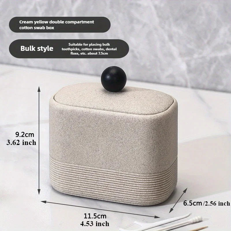 Wabi-Sabi Minimalist Japanese Bathroom Organizer - Elegant Dustproof Storage Box with Lid, Swab Case - Dust-Proof Lid, Compact Vanity Organizer for Bathroom, Living Room, Office - Ideal Christmas Gift for Women, Men, Friends House Of Avana