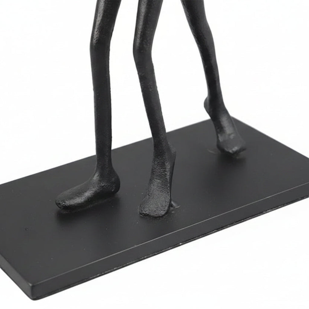 Abstract Statue - Modern Black Pedestal | Metal Figure Sculpture | scale view | Abstract home decor | House of Avana
