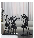 Abstract Statue - Modern Black Pedestal | Metal Figure Sculpture | room setting | Abstract home decor | House of Avana