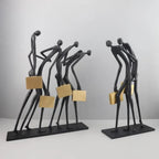 Abstract Statue - Modern Black Pedestal | Metal Figure Sculpture | side view | Abstract home decor | House of Avana