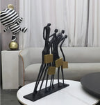 Abstract Statue - Modern Black Pedestal | Metal Figure Sculpture | back view | Abstract home decor | House of Avana