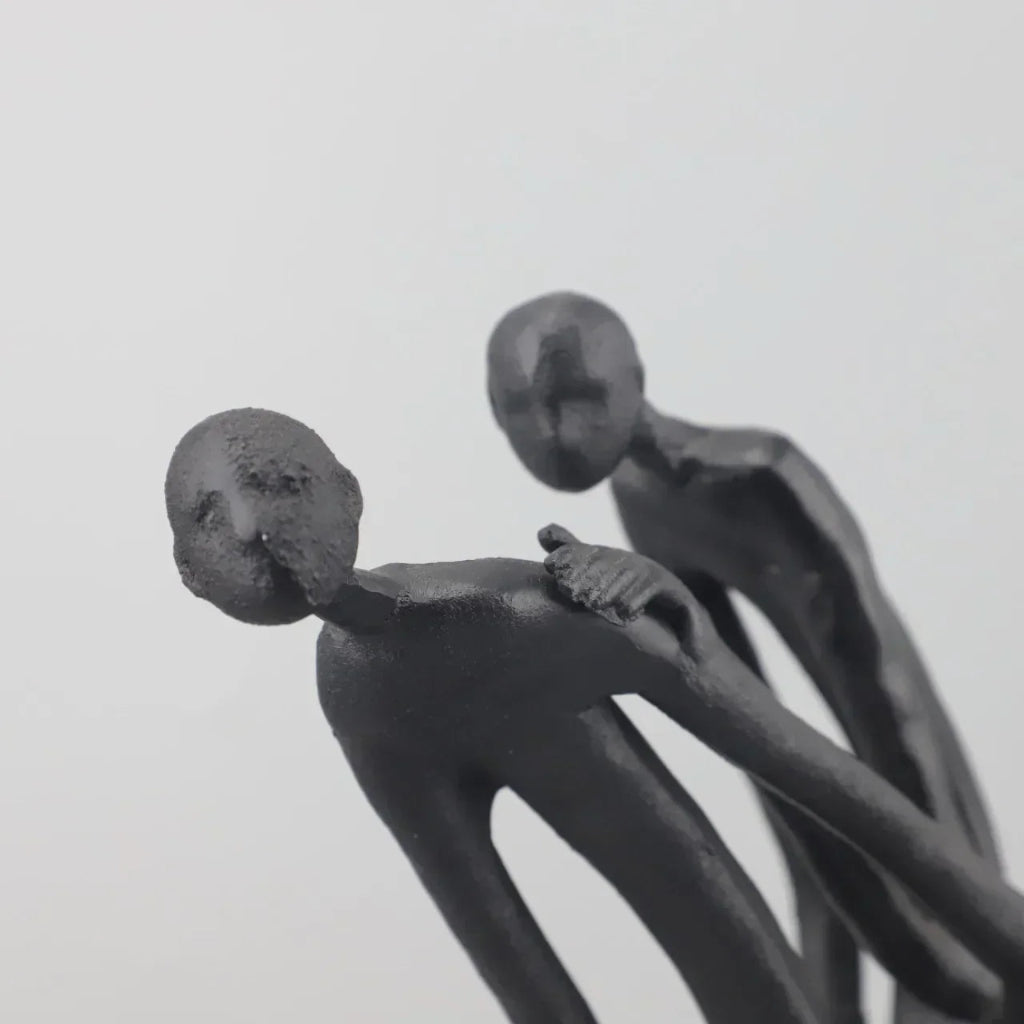 Abstract Statue - Modern Black Pedestal | Metal Figure Sculpture | detail view | Abstract home decor | House of Avana