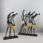 Abstract Statue - Modern Black Pedestal | Metal Figure Sculpture | angle view | Abstract home decor | House of Avana