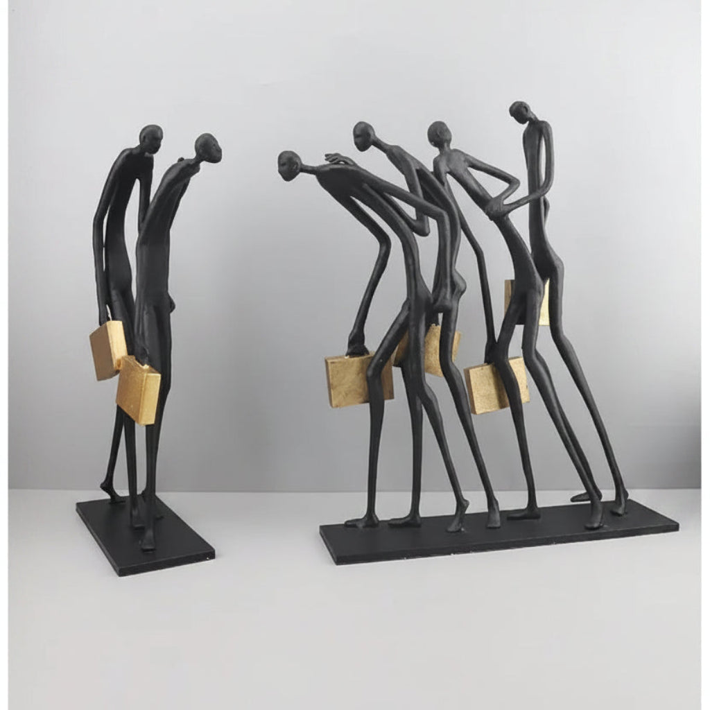 Abstract Statue - Modern Black Pedestal | Metal Figure Sculpture | top view | Abstract home decor | House of Avana