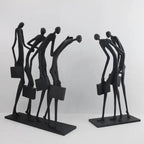 Abstract Statue - Modern Black Pedestal | Metal Figure Sculpture | close-up | Abstract home decor | House of Avana